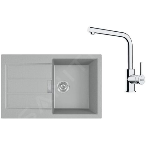 Franke Colonnes - Set de cuisine T115Š, évier en tectonite S2D 611-78 et robinet FP 3230.031, gris / chrome 143.0687.349