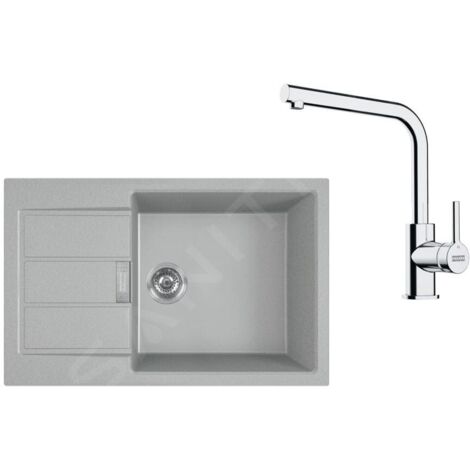 Franke Colonnes - Set de cuisine T116Š, évier en tectonite S2D 611-78 XL et robinet FP 3230.031, gris/chrome 143.0687.354