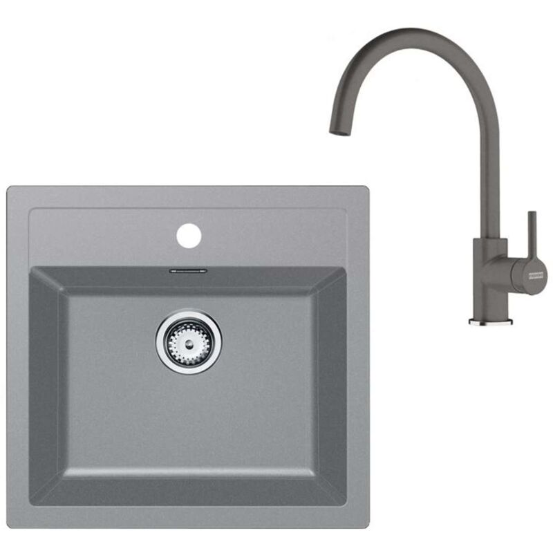 Colonnes - Set de cuisine T122Š, évier en tectonite sid 610 + robinet fn 6018.901, gris / gris pierre 143.0687.391 - Franke