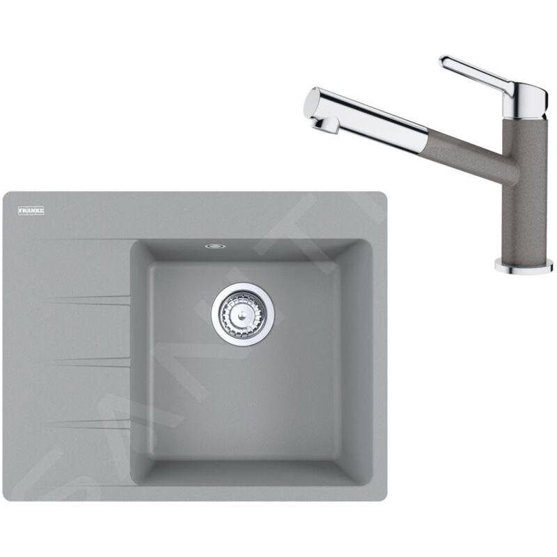 Franke Colonnes - Set G223, évier en fragranit CNG 611-62 TL / 7 et mitigeur FC 3055.084, pierre grise 114.0650.777