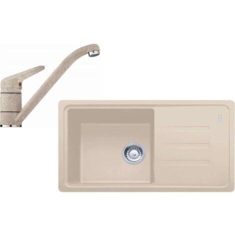 Franke Conjuntos de cocina - Conjunto de cocina G121, fregadero de fragranite BSG 611-78/39 + grifo FP 9541.082, sahara/cromo 114.0441.172