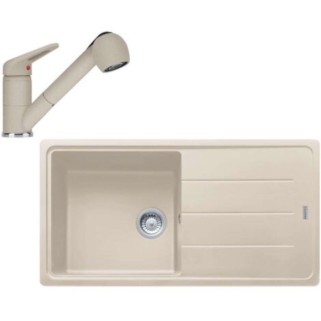 Franke Conjuntos de cocina - Conjunto de cocina G138, fregadero de fragranite BFG 611 y grifo FC 9547.424, sahara 114.0510.596