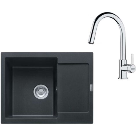 Franke Conjuntos de cocina - Conjunto de cocina G256O, fregadero de fragranite MRG 611-62 + grifo FS 3229.031 ónix/cromo 114.0700.712