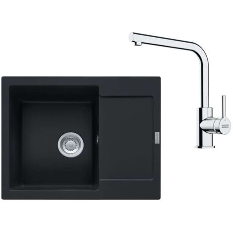 Franke Conjuntos de cocina - Conjunto de cocina G257MČ, fregadero de fragranite MRG 611-62 + grifo FS 3230.031, negro mate/cromo 114.0700.714