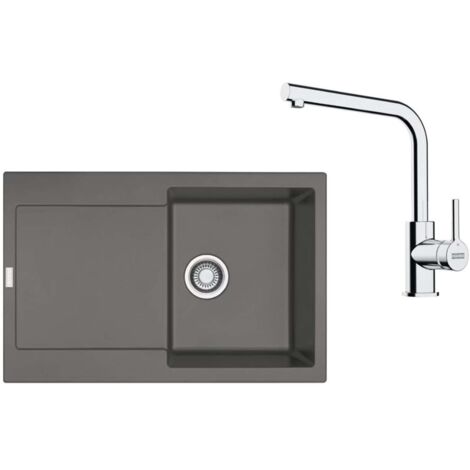 Franke Conjuntos de cocina - Conjunto de cocina G259ŠK, fregadero de fragranite MRG 611,  + grifo FS 3230.031, piedra gris/cromo 114.0700.722