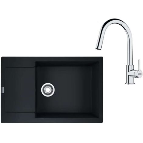 Franke Conjuntos de cocina - Conjunto de cocina G260MČ, fregadero de fragranite MRG 611-78 BB, + grifo FS 3229.031, negro mate/cromo 114.0700.723