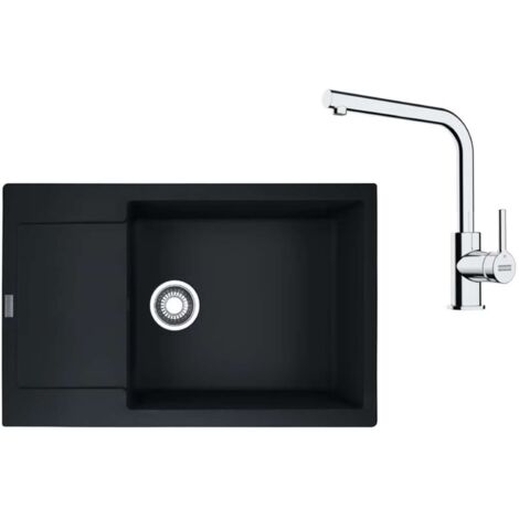 Franke Conjuntos de cocina - Conjunto de cocina G261MČ, fregadero de fragranite MRG 611-78 BB, + grifo FS 3230.031, negro mate/cromo 114.0700.726