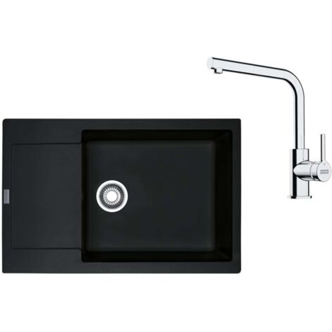 Franke Conjuntos de cocina - Conjunto de cocina G261O, fregadero de fragranite MRG 611-78 BB, + grifo FS 3230.031, ónix/cromo 114.0700.727