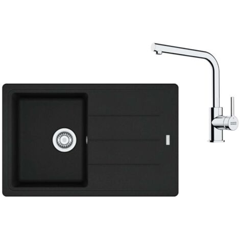 Franke Conjuntos de cocina - Conjunto de cocina G263MČ, fregadero de fragranite BFG 611-78 + grifo FS 3230.031, negro mate/cromo 114.0700.735