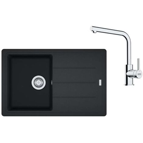 Franke Conjuntos de cocina - Conjunto de cocina G263O, fregadero de granito BFG 611-78, + grifo FS 3230.031, ónix/cromo 114.0700.736