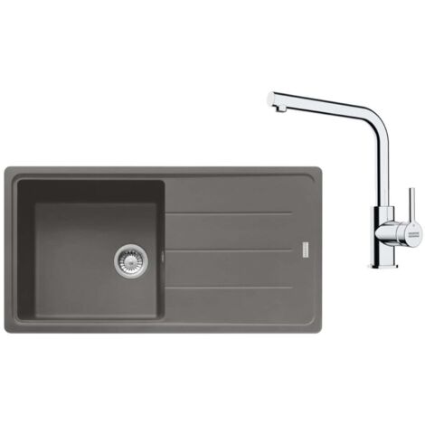 Franke Conjuntos de cocina - Conjunto de cocina G264ŠK, fregadero de fragranite BFG 611 + grifo FS 3230.031, piedra gris/cromo 114.0700.743