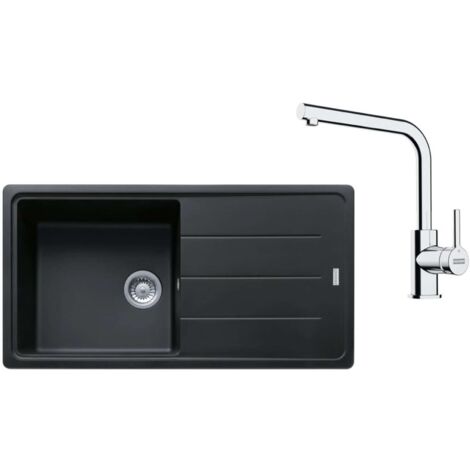 Franke Conjuntos de cocina - Conjunto de cocina G264O, fregadero de granito BFG 611, ónix + grifo FS 3230.031, ónix/cromo 114.0700.741