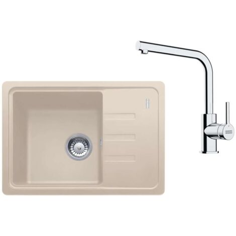 Franke Conjuntos de cocina - Conjunto de cocina G266SA, fregadero de fragranite BSG 611-62 + grifo FS 3230.031, sahara/cromo 114.0700.750