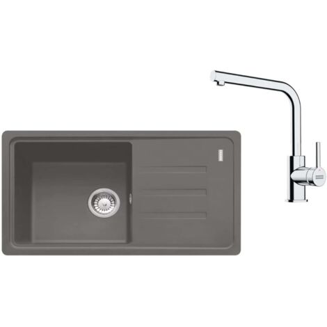 Franke Conjuntos de cocina - Conjunto de cocina G268ŠK, fregadero de fragranite BSG 611-78/39 + grifo FS 3230.031, piedra gris/cromo 114.0700.761