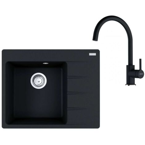 Franke Conjuntos de cocina - Conjunto de cocina G270O, fregadero de fragranite CNG 611-62 TL/2 + grifo FC 6018.071, Ónix 114.0700.771