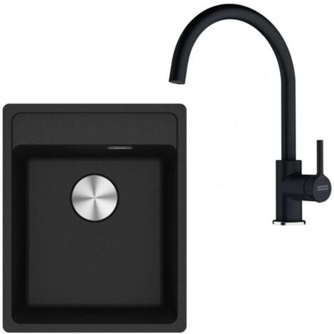 Franke Conjuntos de cocina - Conjunto de cocina G273O, fregadero de fragranite MRG 610-37 RTL+ grifo FC 6018.071, ónix 114.0700.783