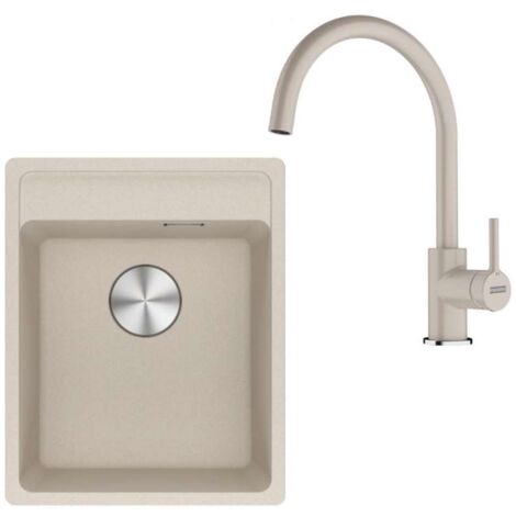 Franke Conjuntos de cocina - Conjunto de cocina G273SA, fregadero de fragranite MRG 610-37 RTL, + grifo FC 6018.082, sahara 114.0700.784