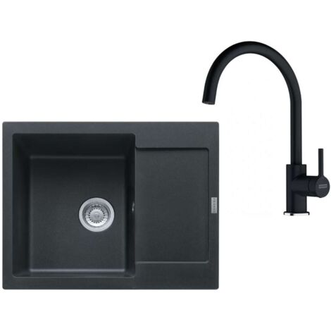 Franke Conjuntos de cocina - Conjunto de cocina G275O, fregadero de fragranite MRG 611-62 + grifo FC 6018.071, ónix 114.0700.792