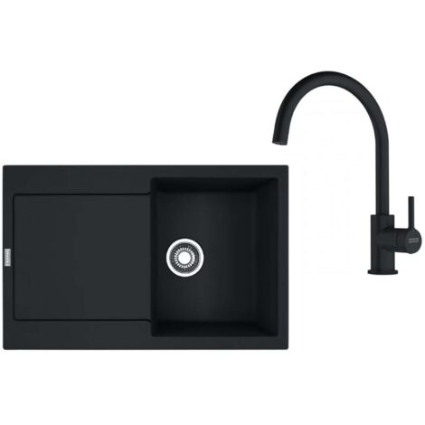 Franke Conjuntos de cocina - Conjunto de cocina G276MČ, fregadero de fragranite MRG 611 + grifo FC 6018.901, negro mate 114.0700.794