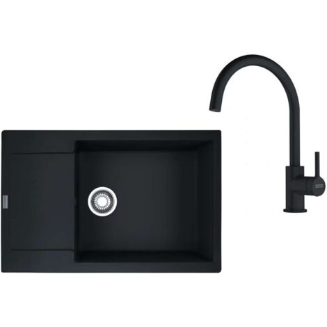 Franke Conjuntos de cocina - Conjunto de cocina G277MČ, fregadero de fragranite MRG 611-78, + grifo FC 6018.901, negro mate 114.0700.797