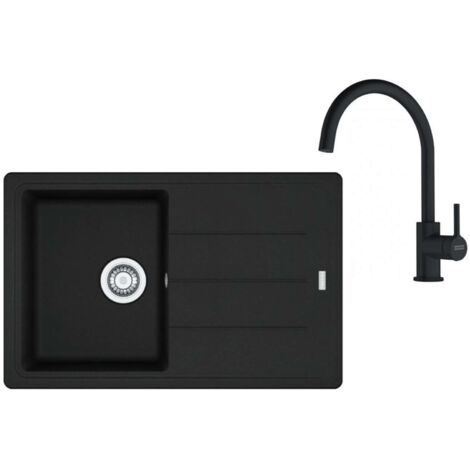 Franke Conjuntos de cocina - Conjunto de cocina G279MČ, fregadero de fragranite BFG 611-78 + grifo FC 6018.901, negro mate 114.0700.806