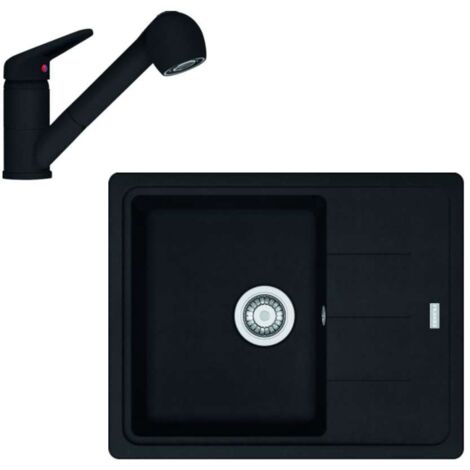 Franke Conjuntos de cocina - Conjunto de cocina G55, fregadero de fragranite BFG 611-62 y grifo FC 9547.901, negro mate 114.0675.661
