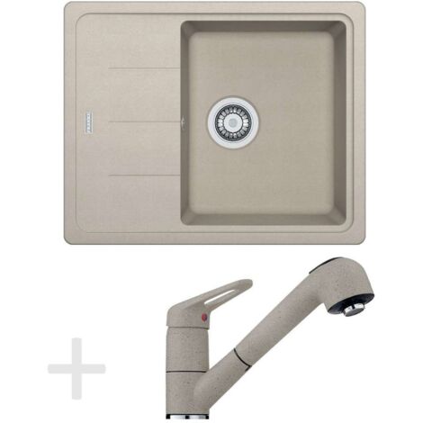 Franke Conjuntos de cocina - Conjunto de cocina G55, fregadero de granito BFG 611-62, sahara + grifo FG 9547, sahara 114.0323.819