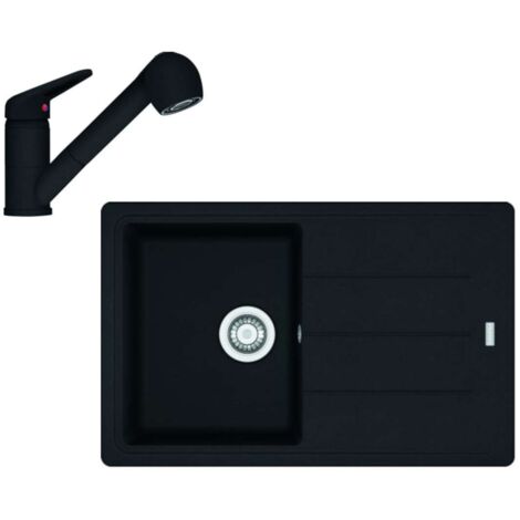 Franke Conjuntos de cocina - Conjunto de cocina G57, fregadero de fragranite BFG 611-78 y grifo FC 9547.901, negro mate 114.0675.667