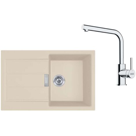 Franke Conjuntos de cocina - Conjunto de cocina T115BE, fregadero de tectonite S2D 611-78 y grifo FS 3230.031, beige/cromo 143.0687.395