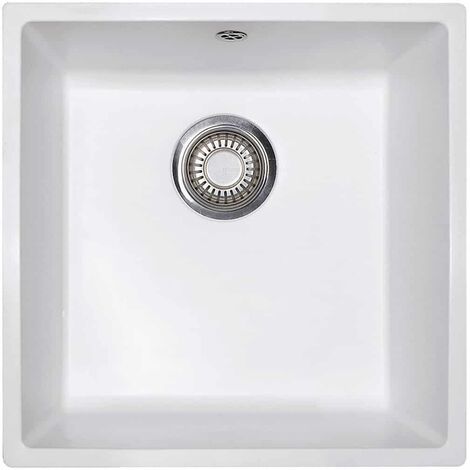 Franke – Évier 1 bac Fradura DMD610-44 – Blanc artic – Non percé pour robinetterie – Vidage gain de place 90mm inox – Résistant aux hautes températures