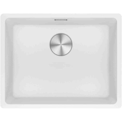 Franke – Évier 1 bac Fragranit+ MRG110-52 – Blanc Artic moucheté – Vidage manuel – Traitement antibactérien Sanitized