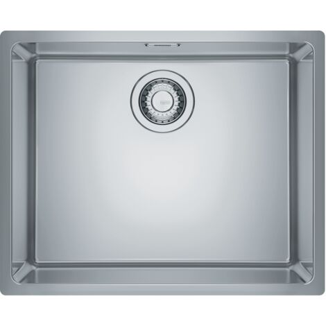 Franke – Évier 1 bac inox lisse 540 x 440 mm – Vidage manuel avec bonde ø 90 mm – Trop plein discret et esthétique – Garantie à vie sur inox