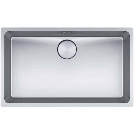 Franke – Évier 1 bac inox lisse 740x440mm – Vidage manuel avec bonde automatique – Installation sous plan – Garantie à vie sur inox