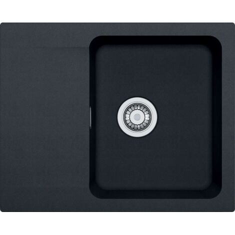 Franke – Évier 1 bac réversible 62x50cm – Tectonite noir – Bonde à panier 3 1/2“ avec trop-plein – Siphon compact 6/4“
