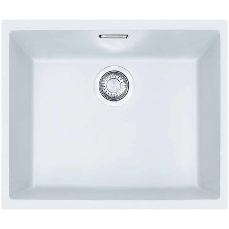 Franke – Évier 1 bac Tectonite blanc arctic – Vidage gain de place 90 mm inox – Trop plein esthétique et facile à nettoyer – Dimensions 525 x 440 mm