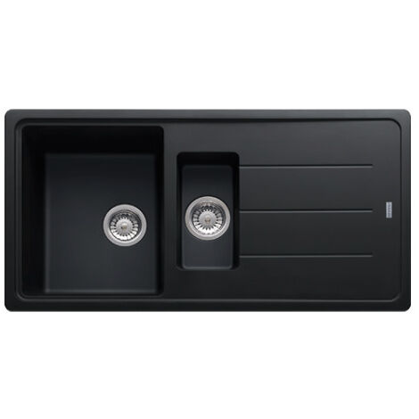 Franke – Evier 2 bacs 97x50cm – Fragranit + Onyx – Vide sauce et égouttoir réversible – Résistant aux chocs thermiques