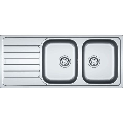 Franke – Évier 2 bacs inox 80cm avec siphon – Bonde automatique Ø 90mm – Pour sous-meuble 80cm – Profil plat 4mm