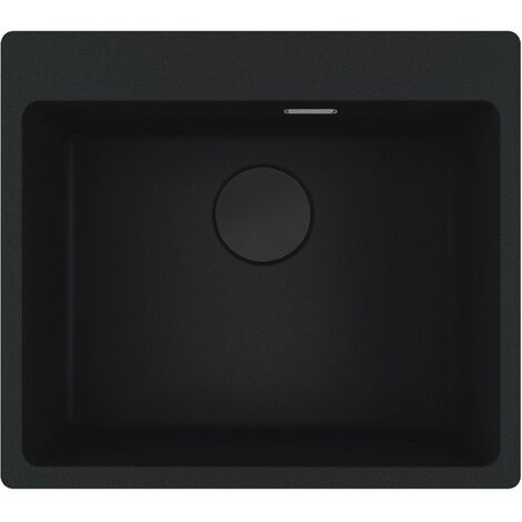 Franke – Évier à encastrer 59x50cm en Fragranit+ noir mat – Bonde et siphon gain de place – Résistant aux chocs thermiques – Hygiénique et durable
