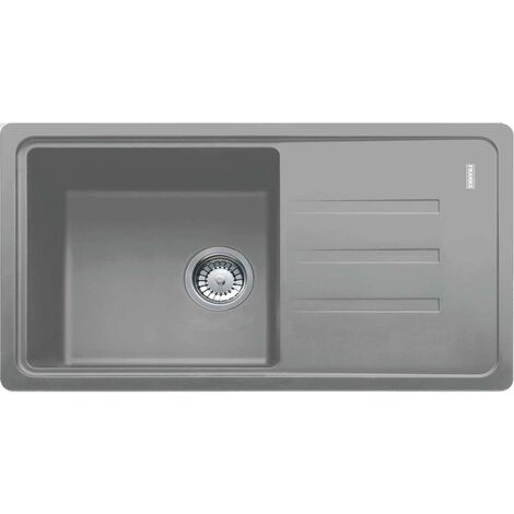 Franke – Évier en fragranit 1 bac 78x44 cm – Pierre grise – Bonde à panier 3 1/2“ avec trop-plein – Siphon compact 6/4“