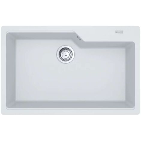 Franke – Évier en fragranit 1 bac 78x50 cm – Blanc arctique – Montage sur plan – Bonde à panier 3 1/2“ avec trop-plein