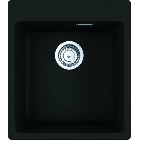 Franke – Évier en fragranit 1 bac noir mat – Dimensions 44x50 cm – Montage par le haut avec fixations Fast-Fix – Trop-plein carré