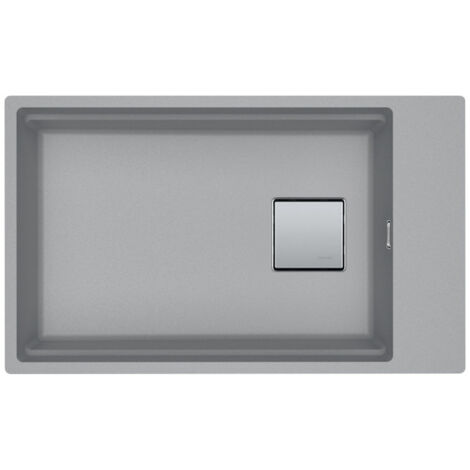 Franke – Évier en fragranit 1 bac réversible 76x46 cm – Couleur pierre grise – Montage sous plan – Trop-plein caché – Bonde à panier easy click