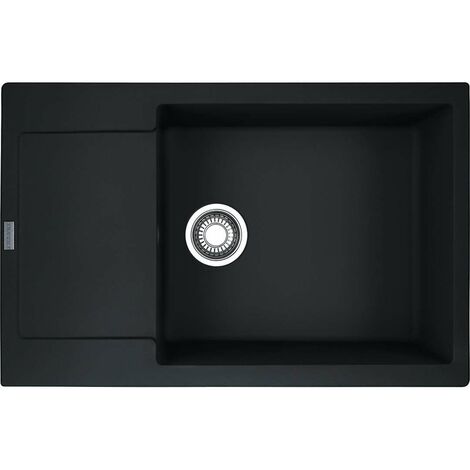Franke – Évier en fragranite 1 bac réversible 78x50 cm – Noir mat – Découpe 760x480 mm – Bonde à panier incluse
