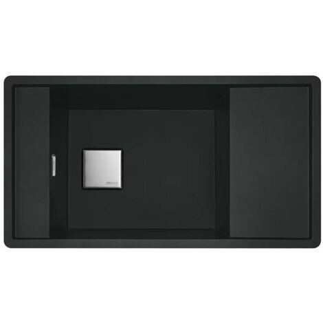 Franke – Évier en fragranite 1 bac réversible noir mat 88x50 cm – Surface égouttoir à gauche ou droite – Bonde Easy click avec trop-plein