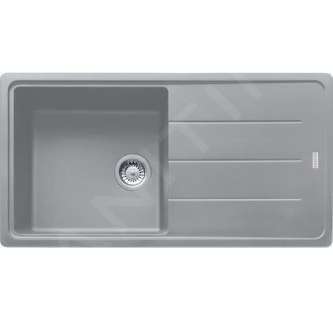 Franke – Évier en granite 1 bac 97x50 cm – Finition pierre grise – Découpe 950x480 mm – Montage sur plan – Bonde à panier incluse