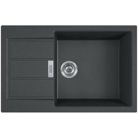 Franke – Évier en tectonique réversible 78x50 cm noir – Montage sur plan – Égouttoir réversible – Siphon compact inclus