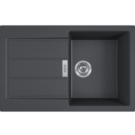 Franke – Évier en tectonite réversible 78x50 cm – Couleur noire – Bonde à panier 3 1/2” avec trop-plein – Siphon compact 6/4 pour lave-vaisselle