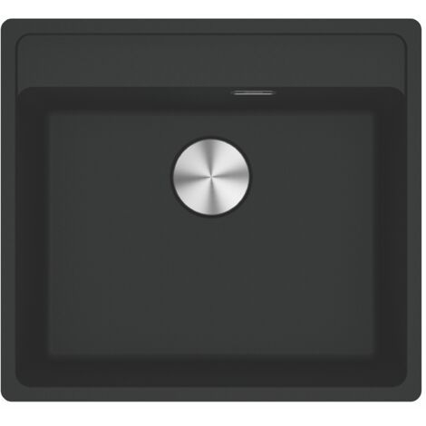 Franke – Evier sous plan 1 bac 55x50cm – Fragranit+ noir mat – Avec bonde et siphon gain de place – Pré-percé pour robinetterie
