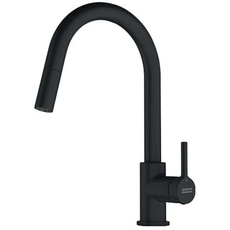 Franke Lina - Miscelatore da cucina 215x360mm, Doccia estraibile, Rotazione bocca 150°, Fragranit, Nero opaco
