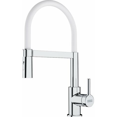 Franke Lina - Mitigeur d'évier FC 6088.031 avec un bras flexible, chrome / blanc 115.0626.088